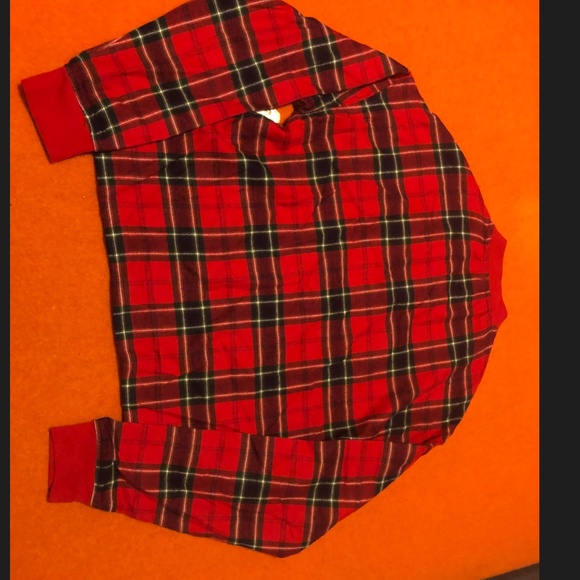 Red plaid check tartan organic cotton cabin lounge check shirt NWT - Picture 12 of 14